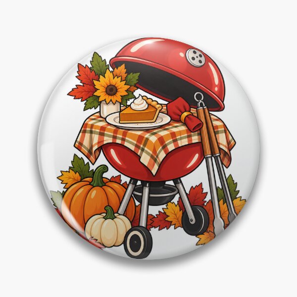 Item preview, Autumn Barbecue Grill with Tongs and Pumpkin Pie designed and sold by skyartdesign.