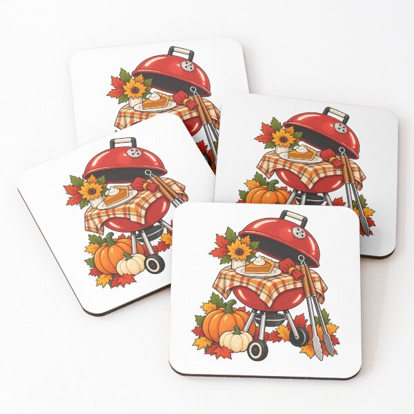Item preview, Autumn Barbecue Grill with Tongs and Pumpkin Pie designed and sold by skyartdesign.