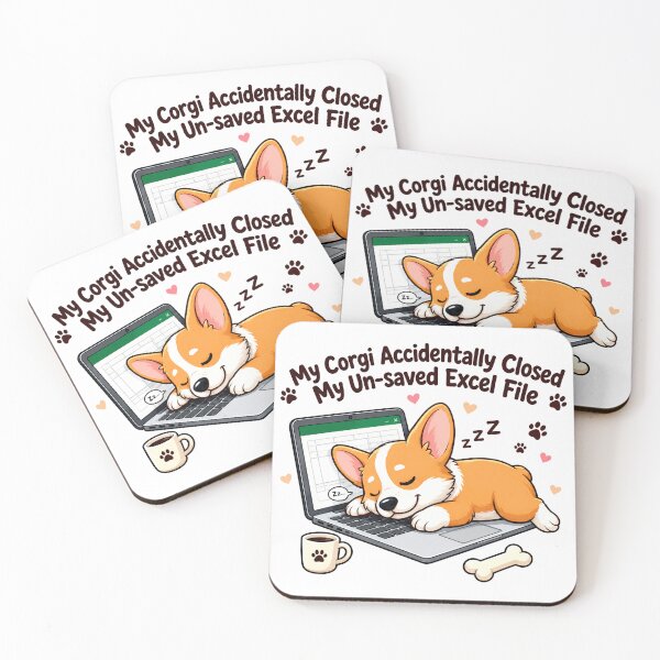Item preview, My Corgi Closed My Unsaved Excel File Funny Corgi Keyboard Sleep designed and sold by spreadsheetcafe.