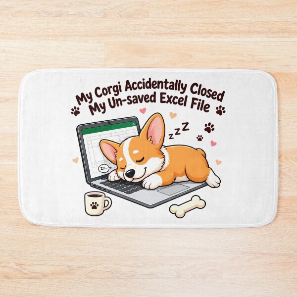 Item preview, My Corgi Closed My Unsaved Excel File Funny Corgi Keyboard Sleep designed and sold by spreadsheetcafe.