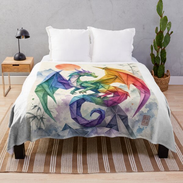 Item preview, Vibrant Rainbow Origami Dragon Fantasy Dragon Lovers designed and sold by Rising Drake.