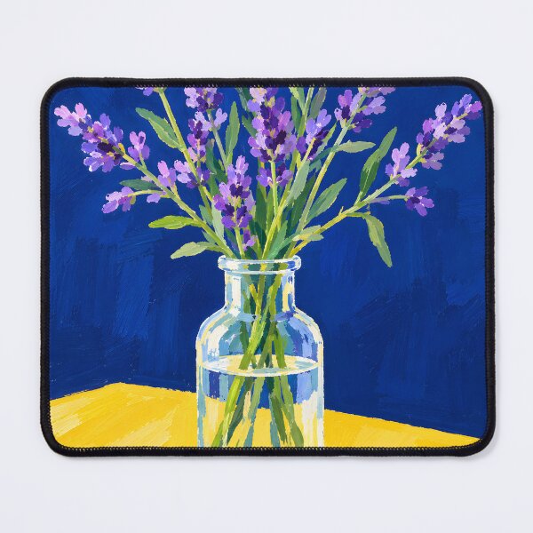 Item preview, Purple Lavender Bouquet in Glass Jar – Cobalt Blue and Yellow Floral Painting designed and sold by Amalia Gutyz.