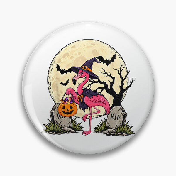 Item preview, Flamingo Witch Happy Flamingo Pink Funny Halloween Spooky designed and sold by Denenberg Jardel.