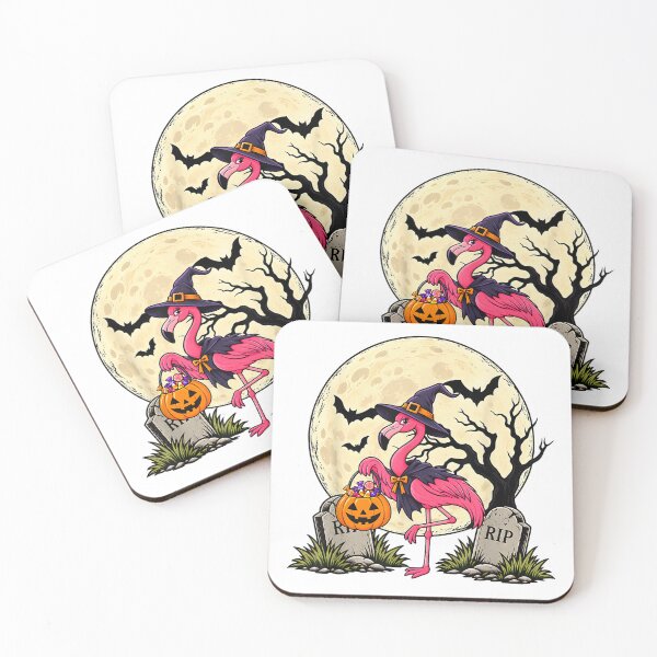 Item preview, Flamingo Witch Happy Flamingo Pink Funny Halloween Spooky designed and sold by Denenberg Jardel.