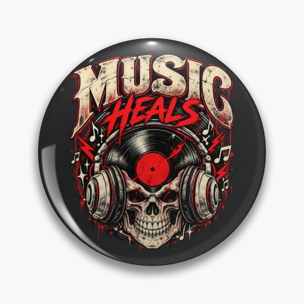Item preview, Music Heals Skull Headphones Vinyl Record Retro Graphic designed and sold by Manish Pawar.