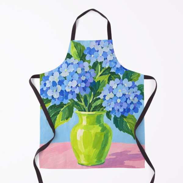 Item preview, Blue Hydrangeas in Lime Green Vase – Colorful Floral Still Life Painting designed and sold by Amalia Gutyz.