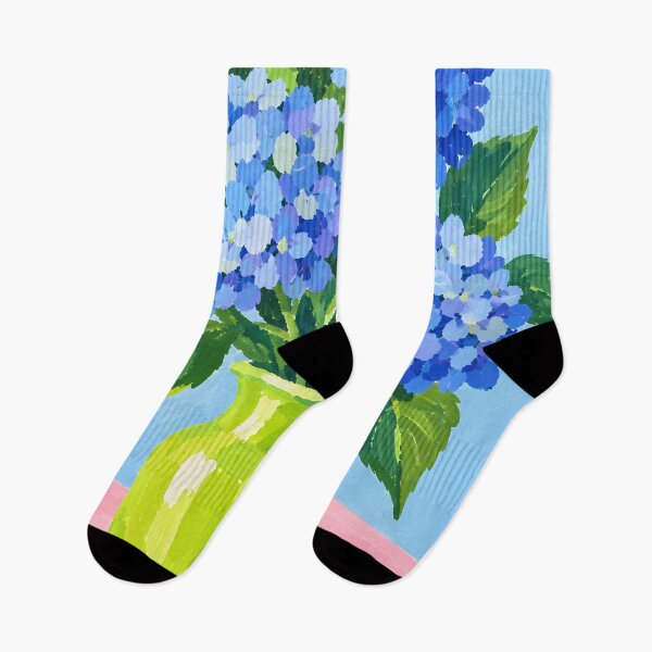 Item preview, Blue Hydrangeas in Lime Green Vase – Colorful Floral Still Life Painting designed and sold by Amalia Gutyz.