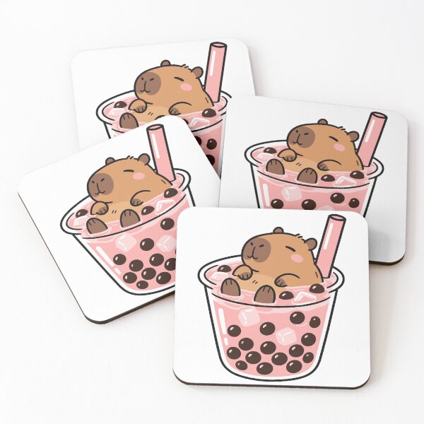 Item preview, Cute Capybara Drinking Strawberry Boba designed and sold by DeepArt100.
