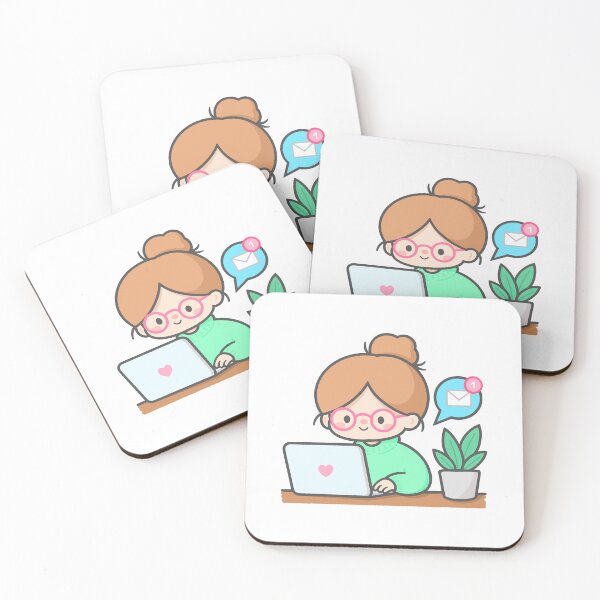 Item preview, Woman Working on Laptop with New Email Notification designed and sold by nuchz.