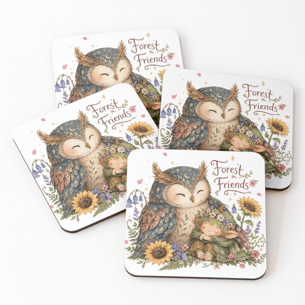 Item preview, Cute Owl and Woodland Fairy Floral Cottagecore Fantasy Forest Friends Art designed and sold by inkoutninja.