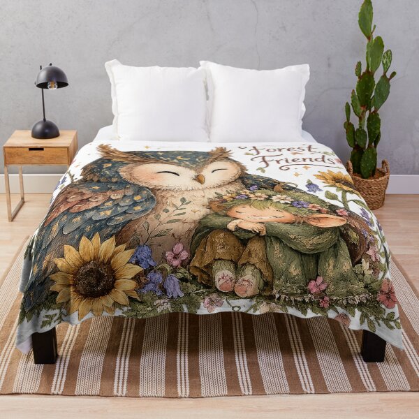 Item preview, Cute Owl and Woodland Fairy Floral Cottagecore Fantasy Forest Friends Art designed and sold by inkoutninja.