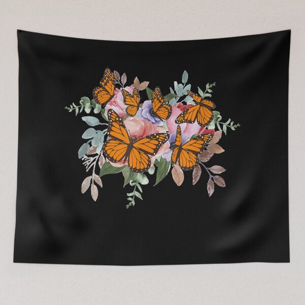 Item preview, Watercolor Monarch Butterflies And Floral Bouquet designed and sold by HeleneKarlsen.