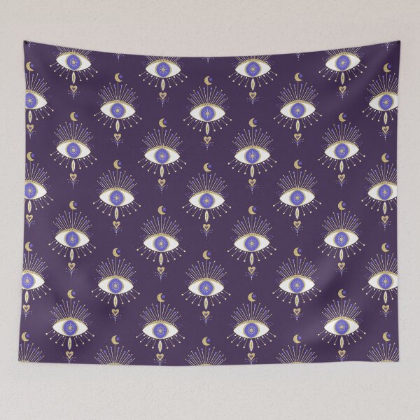 Item preview, Purple and Gold Celestial Art Deco Evil Eye pattern designed and sold by Home Cyn Home.