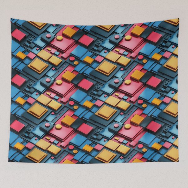 Item preview, 3D Isometric Geometric Blocks Abstract Shapes Pattern designed and sold by NTGUILTY.
