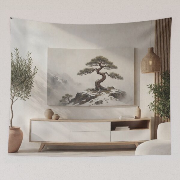 Item preview, Bonsai Minimalism - Japandi Interior Architecture Print designed and sold by nhk999.