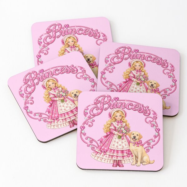 Item preview, Pioneer Princess in Pink with her Best Friend the Golden Retriever! designed and sold by meganlaub1.