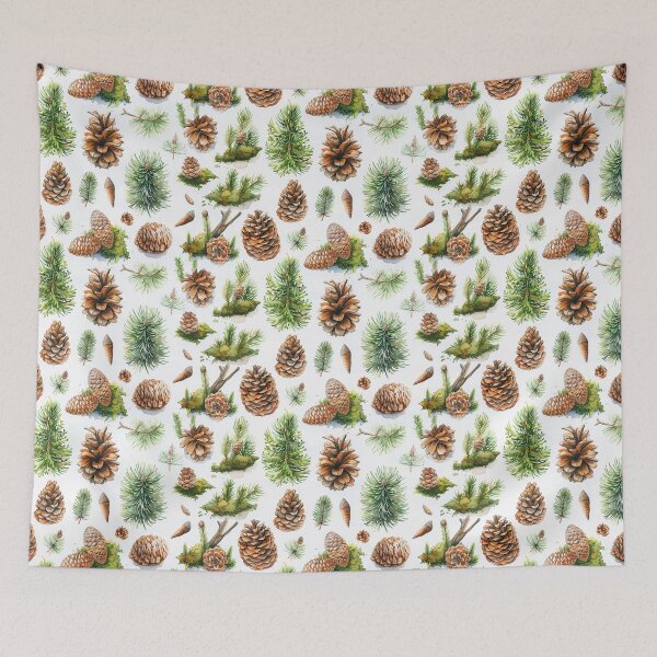 Item preview, Watercolor Pine Cones Evergreen Branches Moss Pattern designed and sold by NTGUILTY.