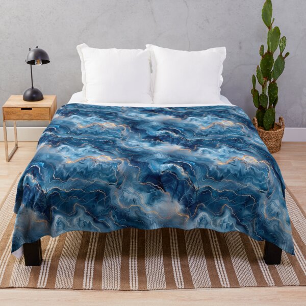 Item preview, Deep Blue Gold Liquid Marble Agate Pattern designed and sold by NTGUILTY.