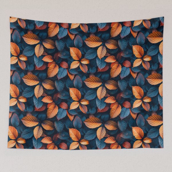 Item preview, Autumn Leaves Teal Blue and Orange Pattern designed and sold by NTGUILTY.