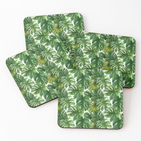 Item preview, Lush Green Monstera Tropical Leaves White Pattern designed and sold by NTGUILTY.