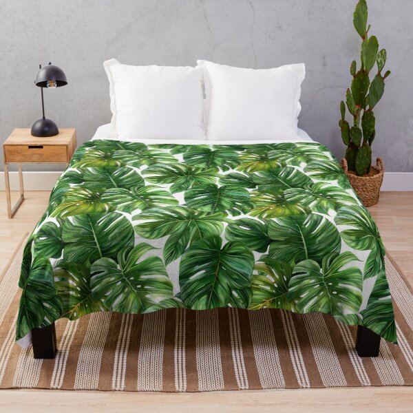 Item preview, Lush Green Monstera Tropical Leaves White Pattern designed and sold by NTGUILTY.