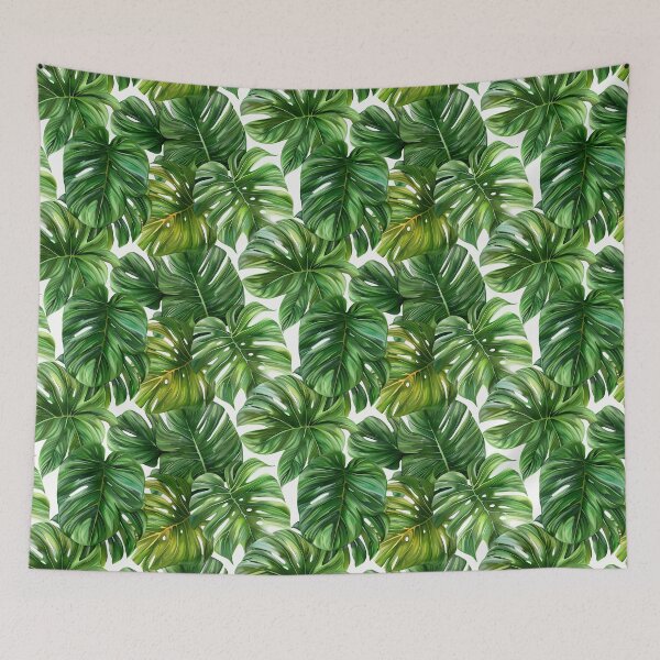 Item preview, Lush Green Monstera Tropical Leaves White Pattern designed and sold by NTGUILTY.