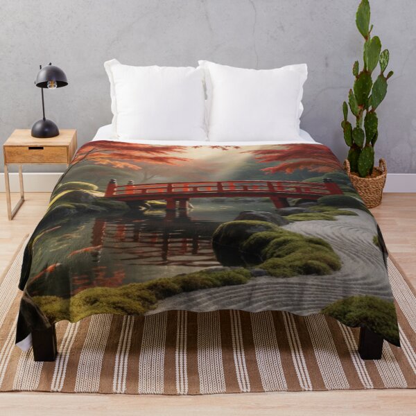 Item preview, Autumn Zen Garden - Japanese Bridge Serenity Art designed and sold by nhk999.