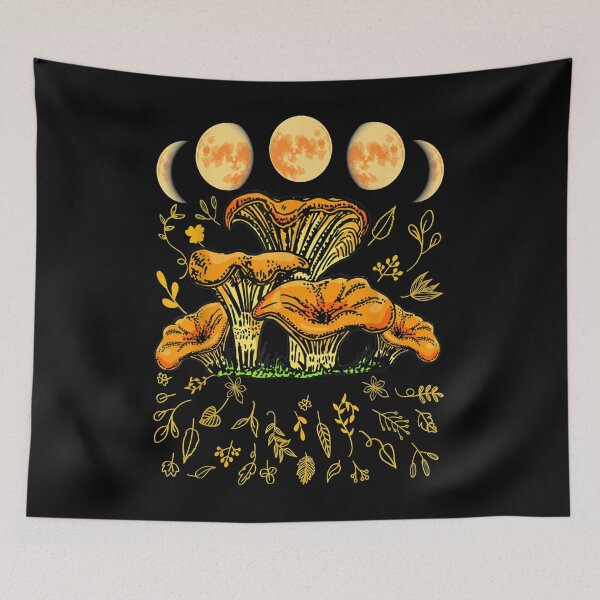 Item preview, Chanterelle Mushrooms Moon Phases designed and sold by HeleneKarlsen.
