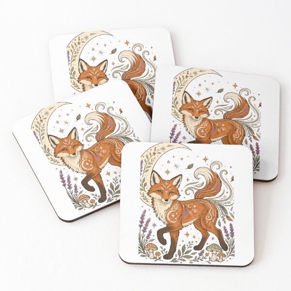 Item preview, Mystical Moon Fox Celestial Woodland Animal Cottagecore Fantasy Art designed and sold by inkoutninja.