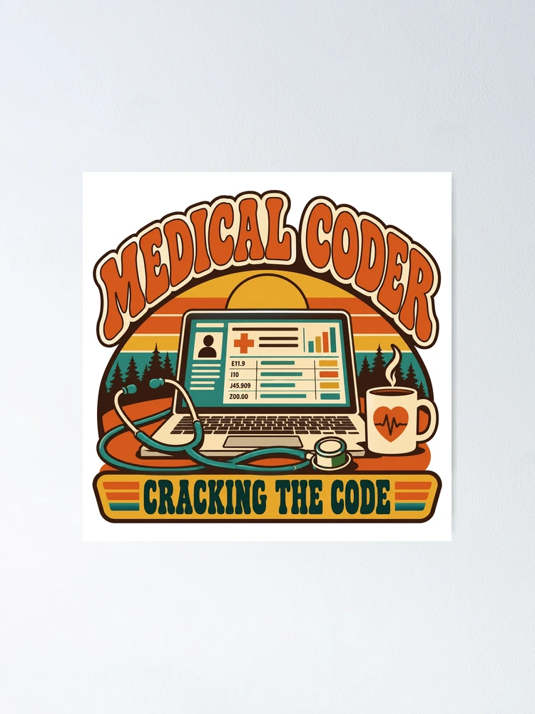 Thumbnail 1 of 3, Poster, Medical Coder Gift - Cracking The Code designed and sold by RedRubyBubble.