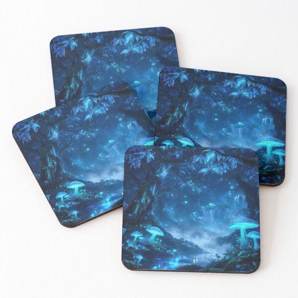 Item preview, Moonlit Blue Forest - Glowing Fantasy Woodland Art designed and sold by nhk999.