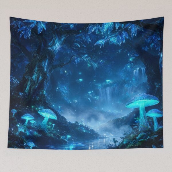 Item preview, Moonlit Blue Forest - Glowing Fantasy Woodland Art designed and sold by nhk999.