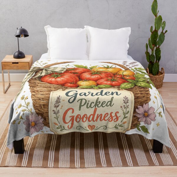 Item preview, Garden Picked Goodness Fresh Tomatoes Harvest Basket Cottagecore Farmhouse Art designed and sold by inkoutninja.
