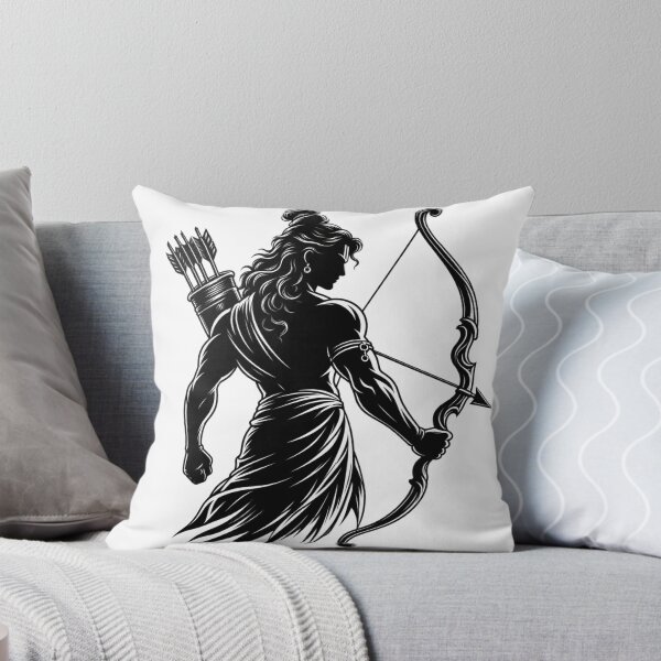 Aperçu de l'œuvre Seigneur Rama le Guerrier – Art minimaliste de l'arc et des flèches inspiré de la mythologie hindoue créée et vendue par lexxclothing.