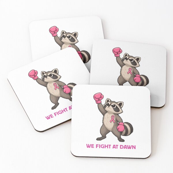 Item preview, We Fight At Dawn shirt, Breast Cancer Awareness Tee, Funny Raccoon T Shirt Chemo Support Tee, Cancer Survivor TShirt designed and sold by anouaroh.