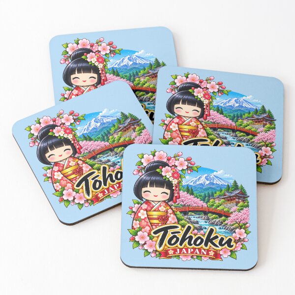 Item preview, Tohoku, Japan - Kokeshi Doll & Cherry Blossoms designed and sold by Myra365Art.