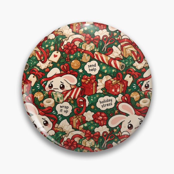 Item preview, Holiday Stress Bunny Pattern — Kawaii Christmas Wrapping Seamless designed and sold by Visual Dept..