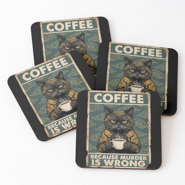 Item preview, Cat Tattoo Coffee Because Murder Is Wrong designed and sold by PurrfectHome.