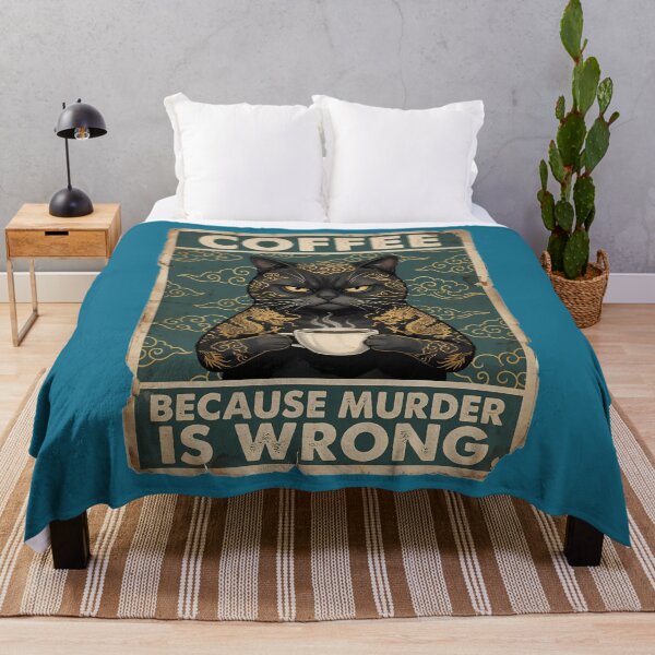 Item preview, Cat Tattoo Coffee Because Murder Is Wrong designed and sold by PurrfectHome.