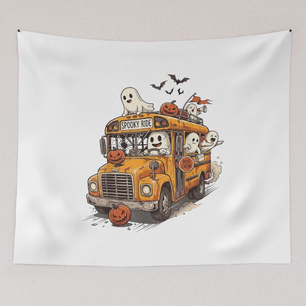 Item preview, Halloween School Bus Driver Ghost Pumpkin Spooky designed and sold by HuserPiri.