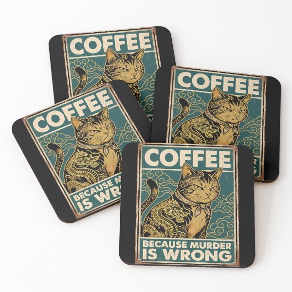 Item preview,  Cat Tattoo Coffee Because Murder Is Wrong designed and sold by PurrfectHome.