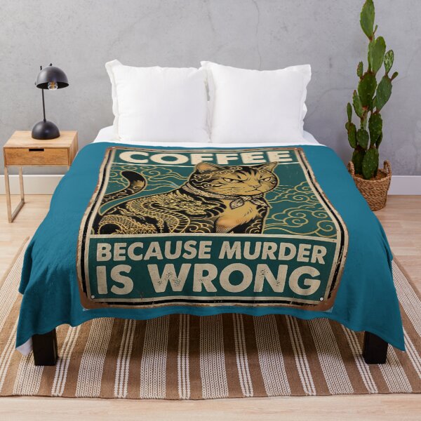 Item preview, Cat Tattoo Coffee Because Murder Is Wrong designed and sold by PurrfectHome.