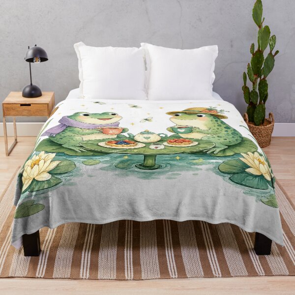 Item preview, Cute Frogs Tea Party Whimsical Lily Pad Cottagecore Pond Friends Art designed and sold by inkoutninja.