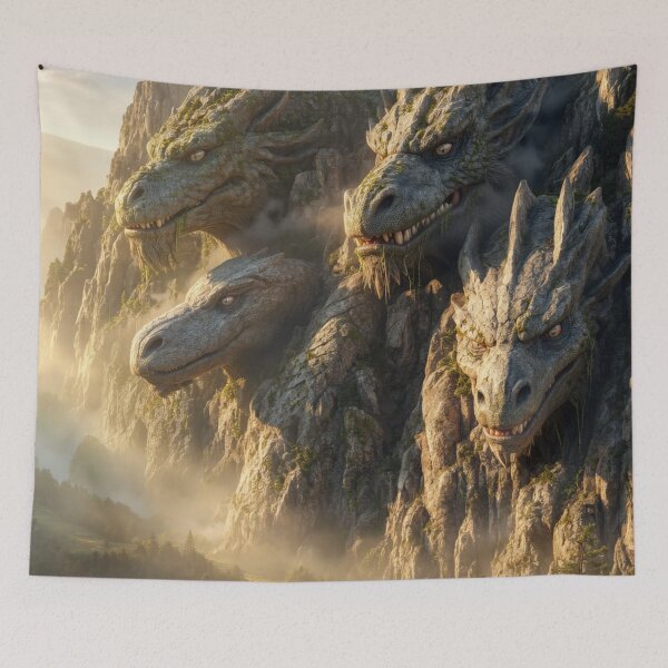 Item preview, Ancient Dragon Peaks - Epic Fantasy Dragon Mountain Art designed and sold by nhk999.