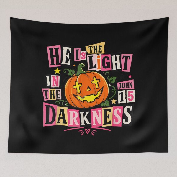 Item preview, He is The Light in The Darkness Pumpkin Christian Halloween designed and sold by Nannythenimfa.