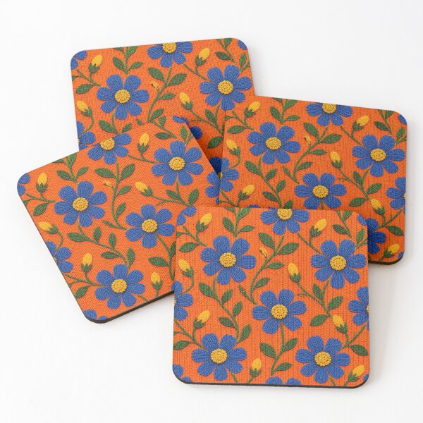 Item preview, Bohemian Floral Art with Blue Flowers – Retro Design designed and sold by Knightofartx25.