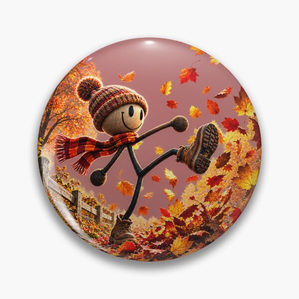 Item preview, Happy Autumn Days – Cute Stick Figure Playing in Fall Leaves designed and sold by Kevin Shearer.