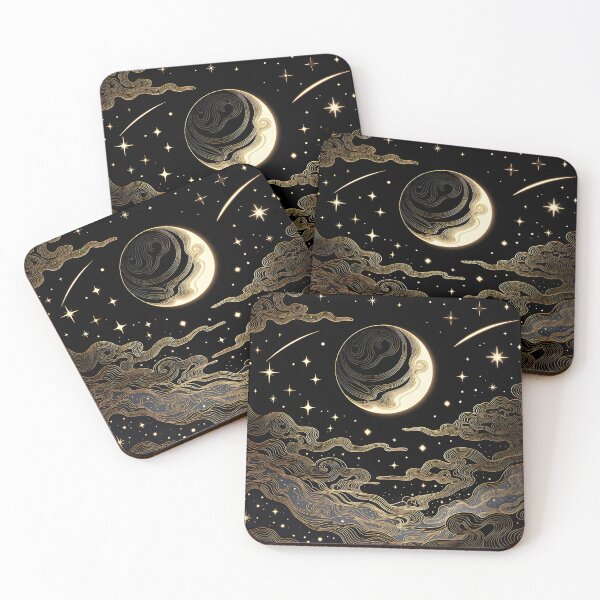 Item preview, Golden Crescent Moon and Celestial Clouds designed and sold by KiraChie.