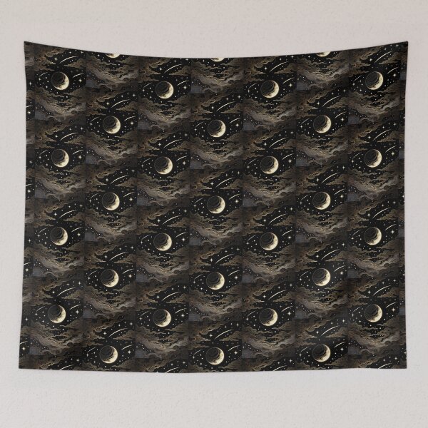Item preview, Golden Crescent Moon and Celestial Clouds designed and sold by KiraChie.