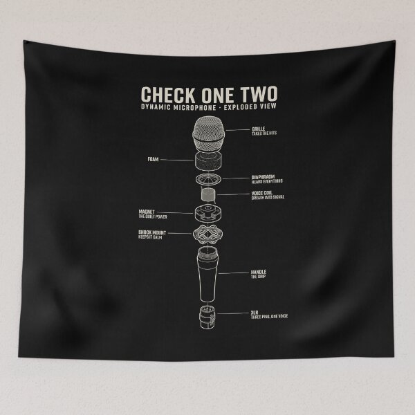 Item preview, Microphone Exploded View Sound Engineer Technical Drawing designed and sold by nessismore.